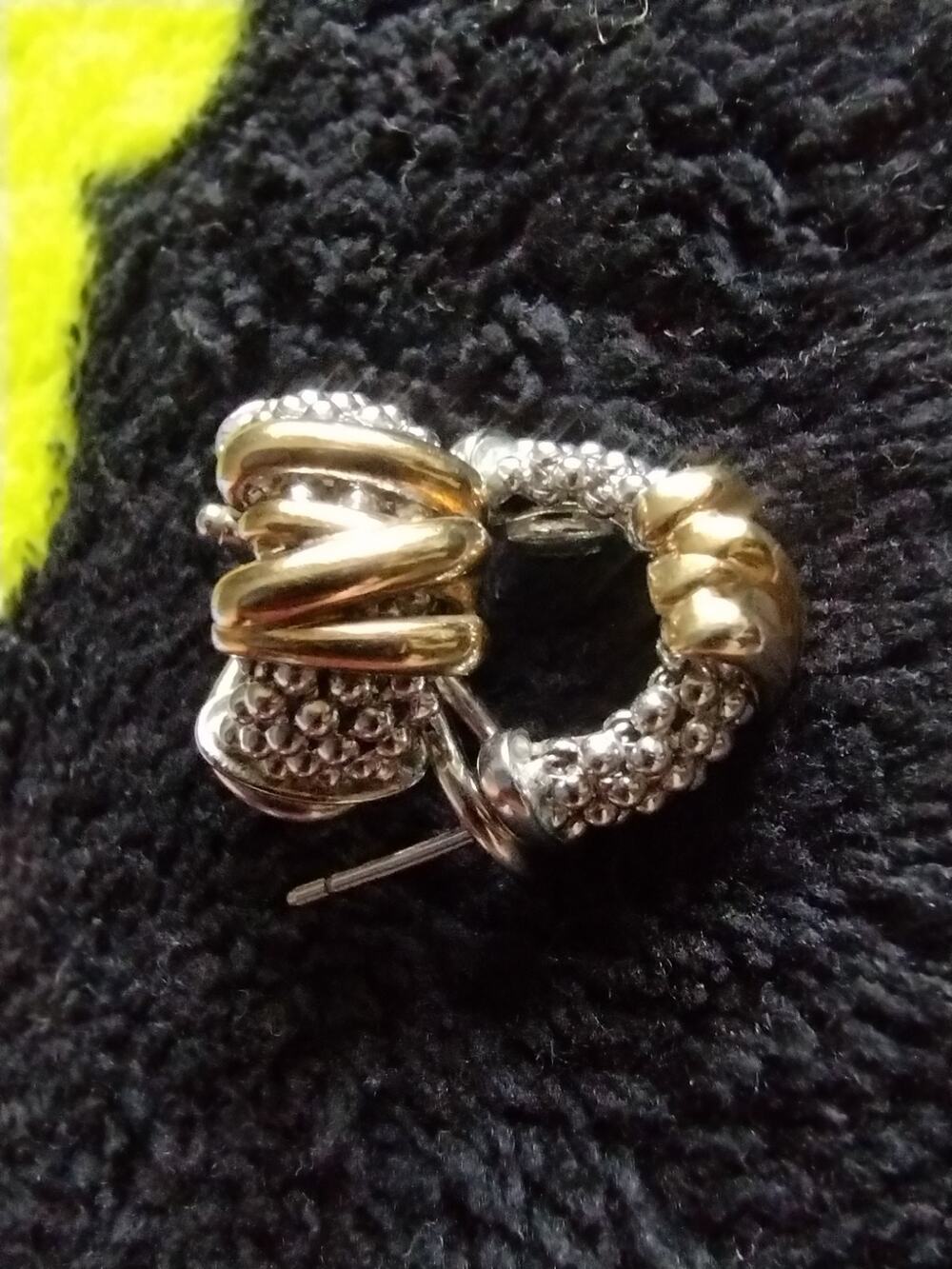 Dyadema Italy Sterling Silver & Vermeil Gold Two-Tone Huggie Caviar Earrings